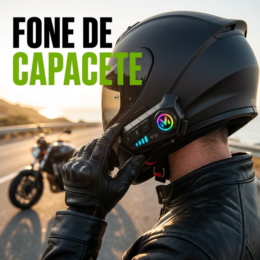 Fone de Capacete Bluetooth para Moto Intercomunicador Bluetooth 5.3 GPS Música Chamadas Assistente de Voz IPX6