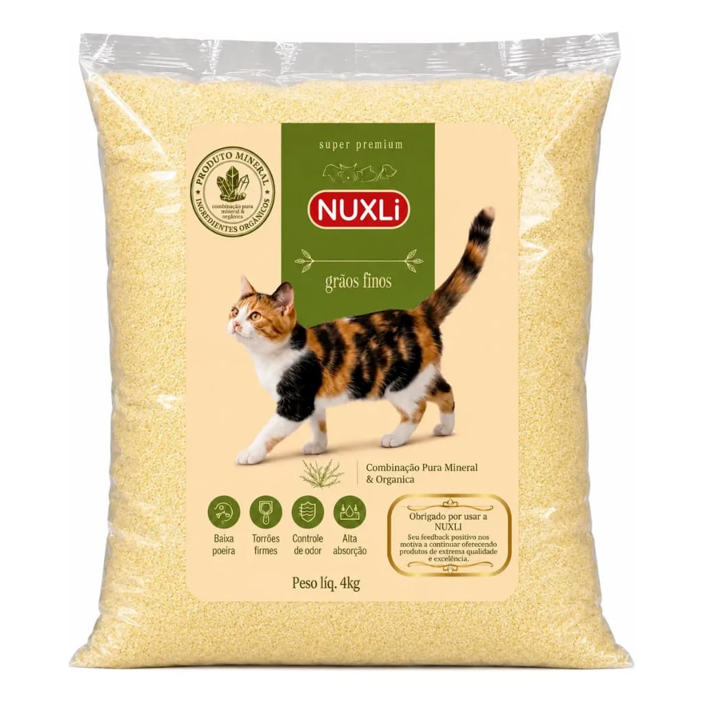 Areia De Gato De Milho E Mandioca Biodegradável 4KG