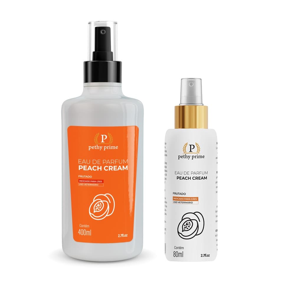 Eau de Parfum Peach Cream Pethy Prime 400ml | Perfume Pet Frutado e Sofisticado para Cães e Gatos