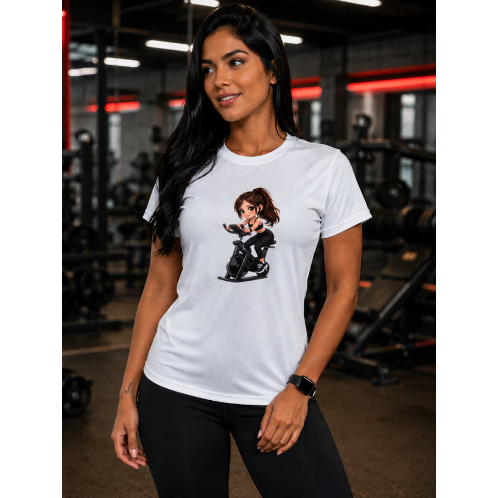 Camiseta Dry Fit Feminina Bike Power Treino– Estampa Fitness Exclusiva para Academia