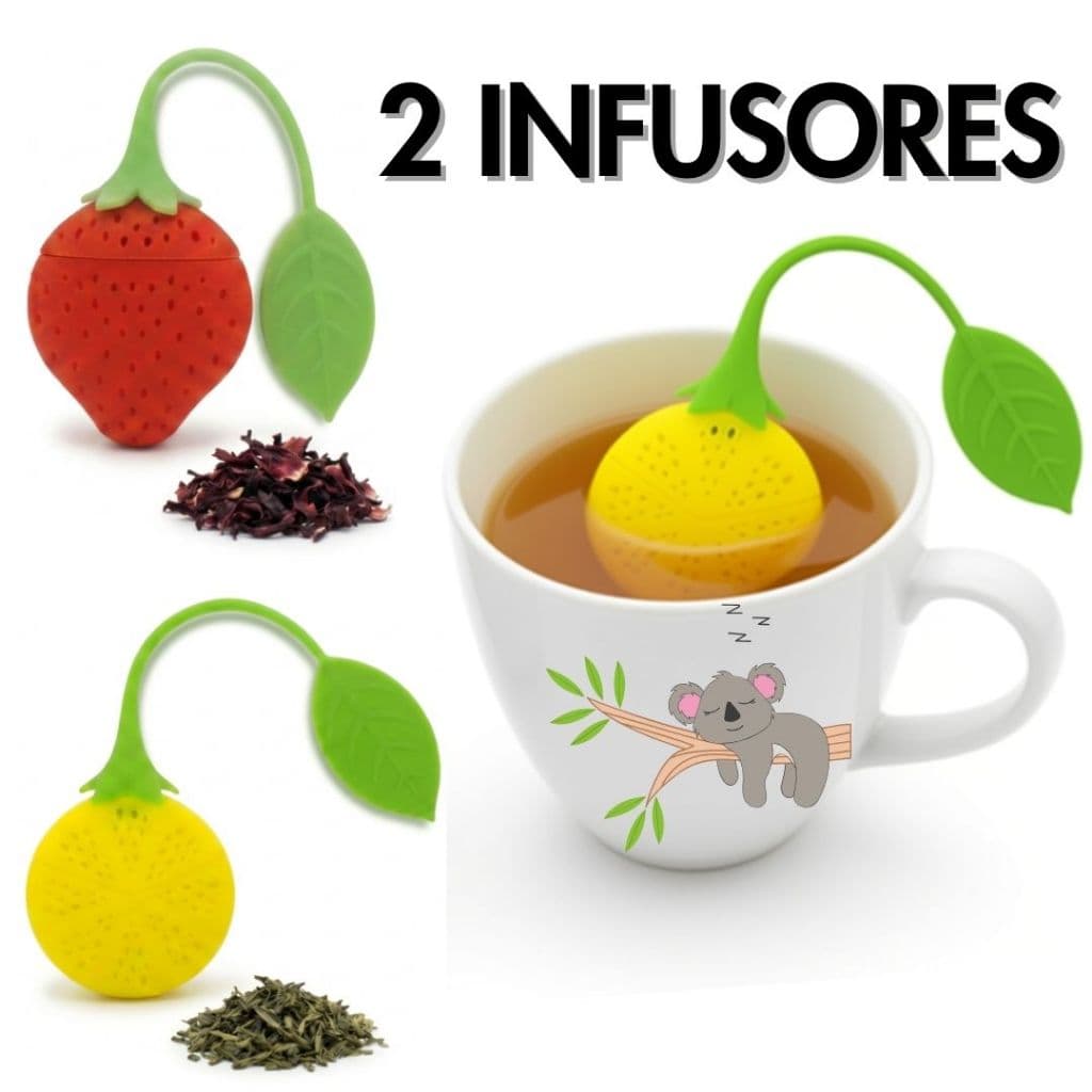 2 Infusores para Chá em Silicone Morango e Limão Coador Peneira de Chá Reutilizável Clink