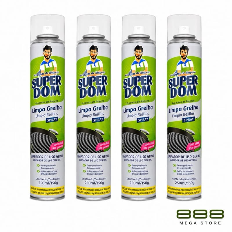Limpa Grelha Spray Super Dom 250ml Desengordurante para Churrasqueira Grelha Forno e Chapa
