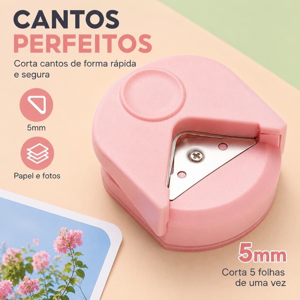 Arredondador de Cantos 5mm para Papel Foto Scrapbook Furador Manual