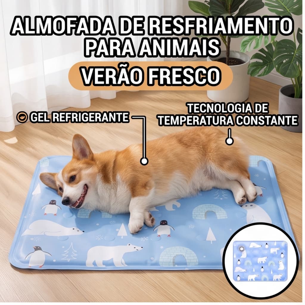 Tapete Gelado para Pets - Azul Claro: Alívio Térmico, Resistente a Arranhões, Fácil de Limpar