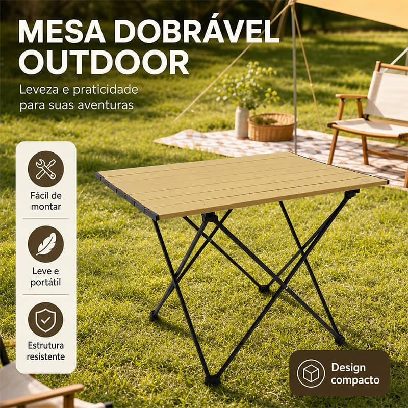 Mesa Dobrável Portatil Camping Bask Dobrável Ultraleve Alumínio Portátil Uso Externo Piquenique Praia Pesca Acampamento
