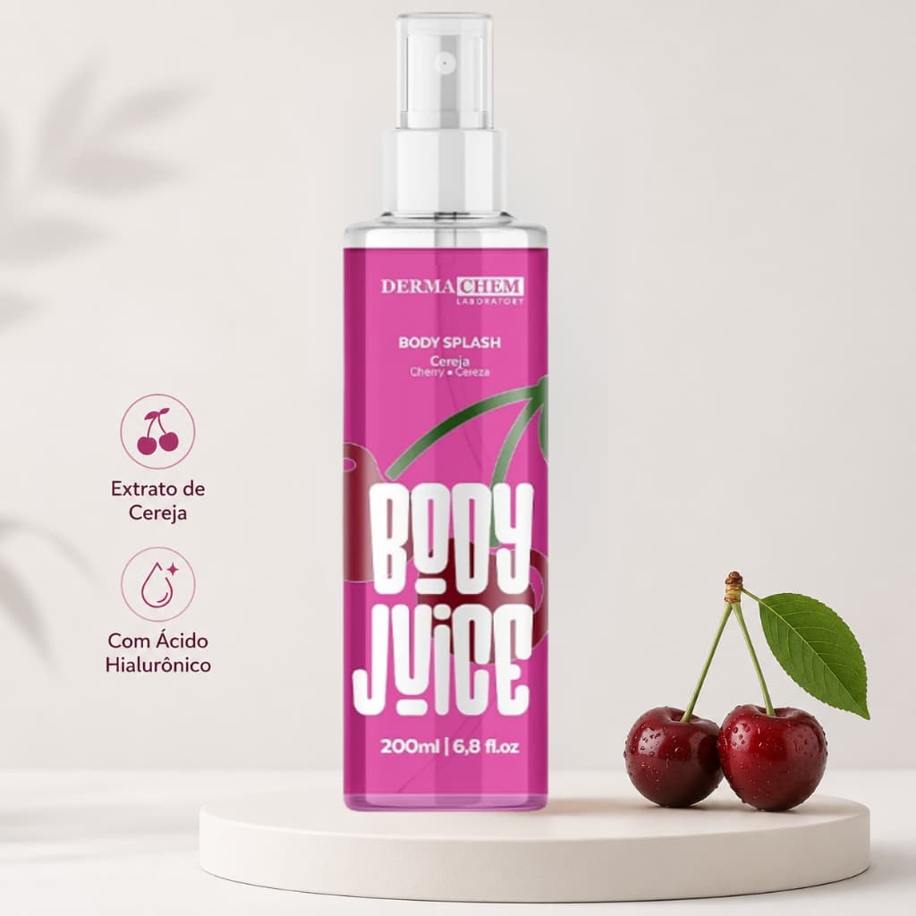 Body Splash Body Juice Cereja Dermachem 200ml Desodorante Colônia Corporal Fragrância Doce Feminina