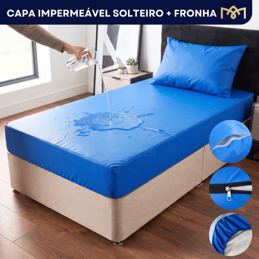 Capa Protetora Colchão Impermeável Berço C/ Fronha Travesseiro 60x40 Resistente Antiácaro Silenciosa