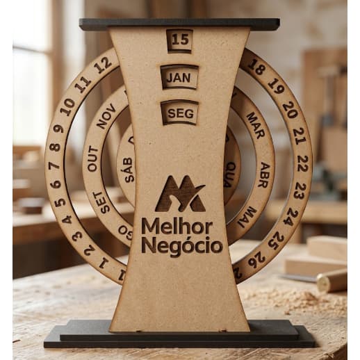 Calendário Permanente Mesa em MDF Personalizado - Tamanho 30cm