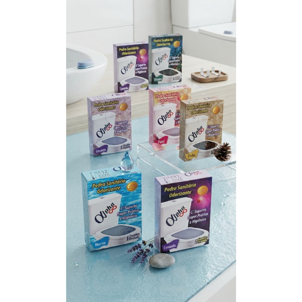Kit 12 Pedras Sanitárias Odorizantes Alpha C/ Suporte - Sortidas / Variadas