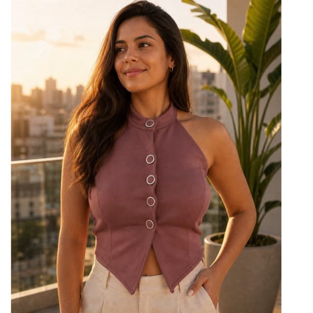 Cropped Top Neoprene Futurista Feminino | Tendência Verão 2026