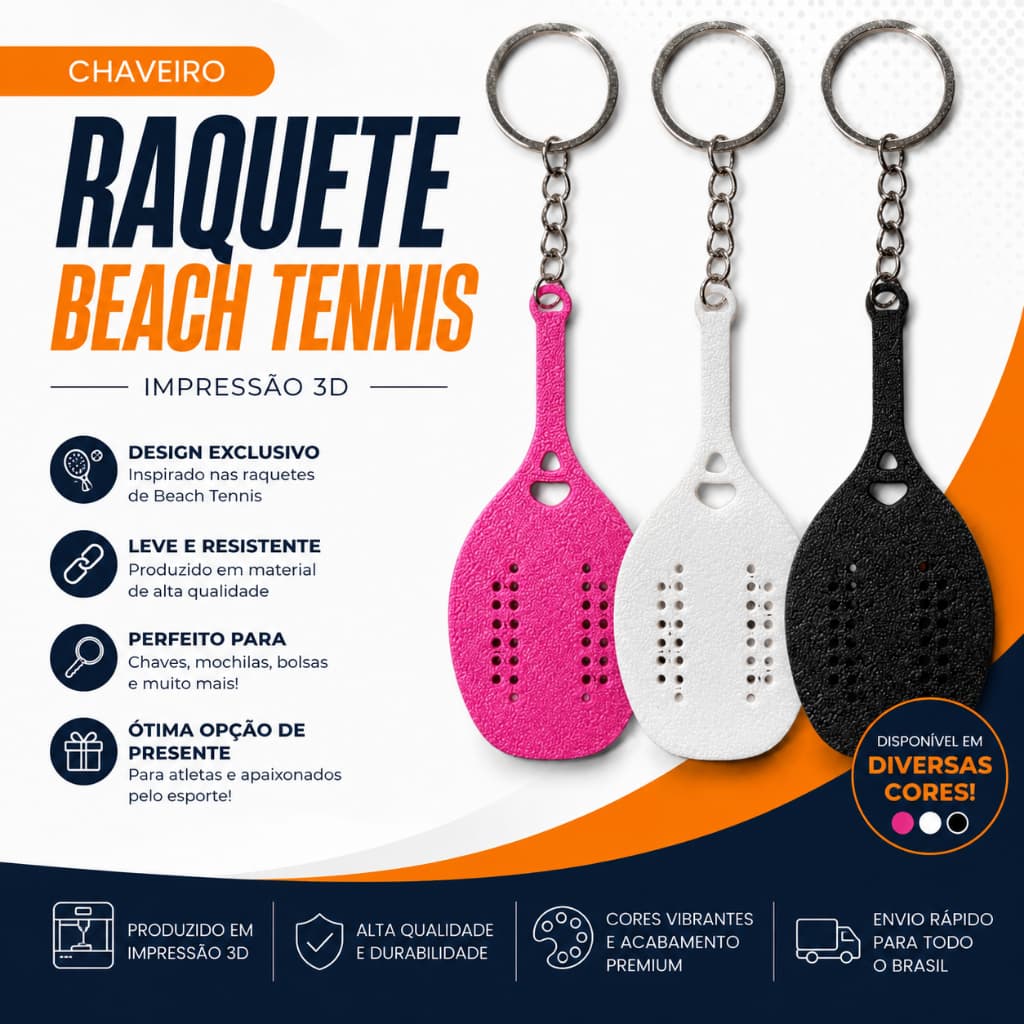 Chaveiro Raquete de Beach Tennis