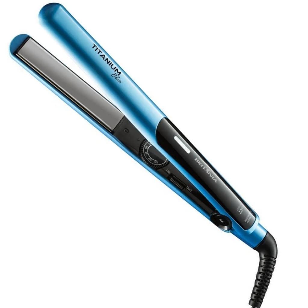 Chapinha Prancha De Cabelo Britania Titanium Blue Progressiva Alisadora Cabelos Beleza 220ºC Alisa Modela - Bivolt