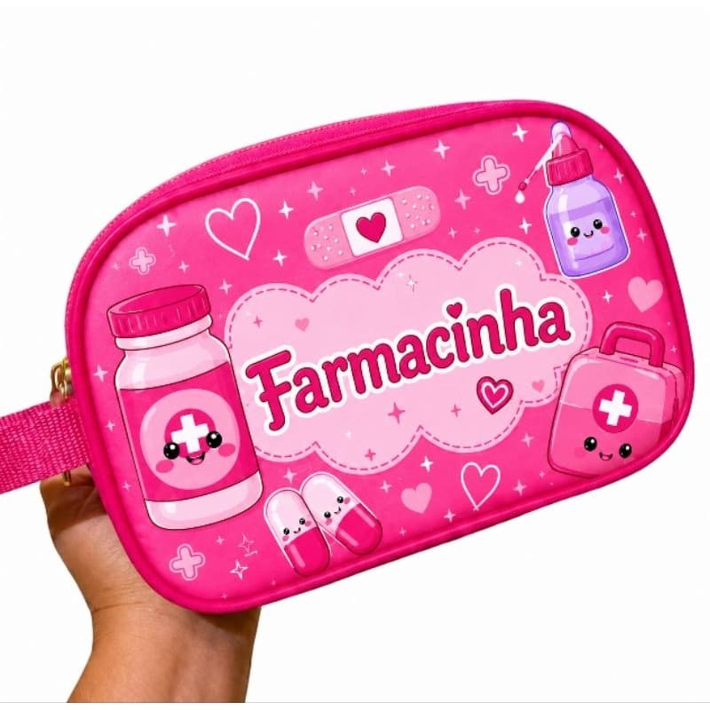 Necessaire Farmacinha Grande 25x15x8 cm | Porta Remédios para viagem Bolsinha Organizadora de Medicamentos viagem
