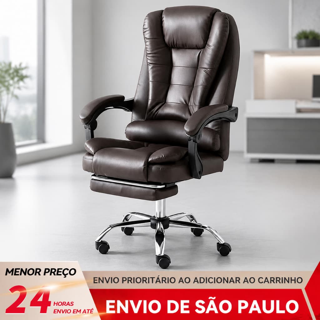 BAIERDI Cadeira De Escritorio Presidente Ergonomica Apoio Para Pés Preto