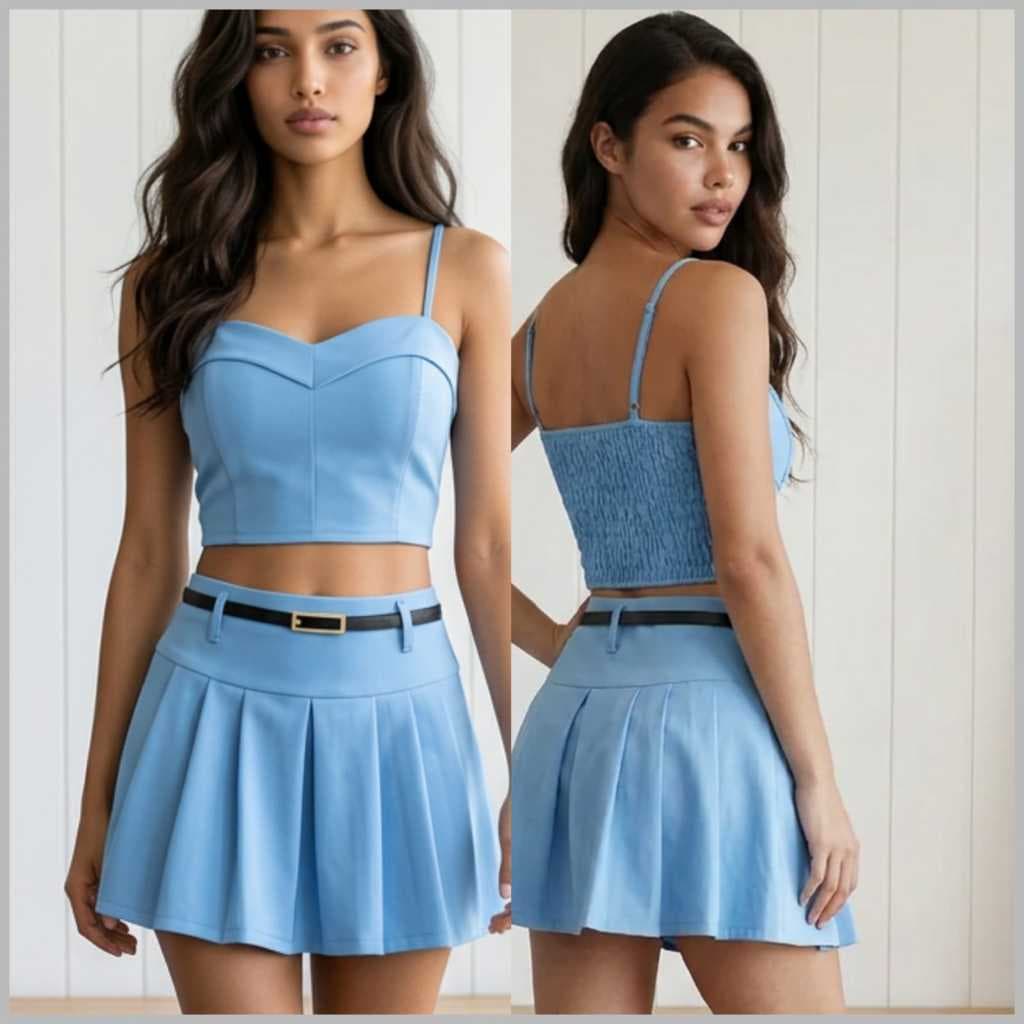 Conjunto SHORT SAIA e CROPPED Alfaiataria Tendência