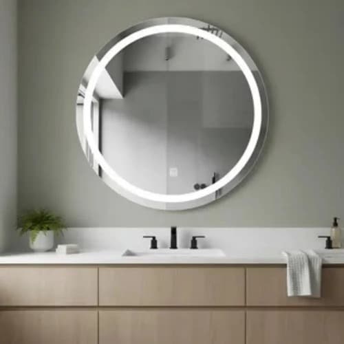 Espelho Redondo Decorativo 75cm com LED 3 Tons Touch Parede Penteadeira Quarto Banheiro