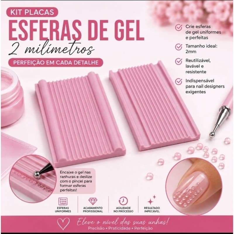 Kit Placas para Esferas de Gel 2 mm | Precisão e Agilidade para Nail Designers