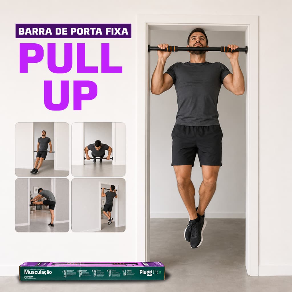 Barra Fixa Porta Exercício Crossfit Treino Musculação Barra Ajustável Porta 63cm 96cm Suporta até 120KG