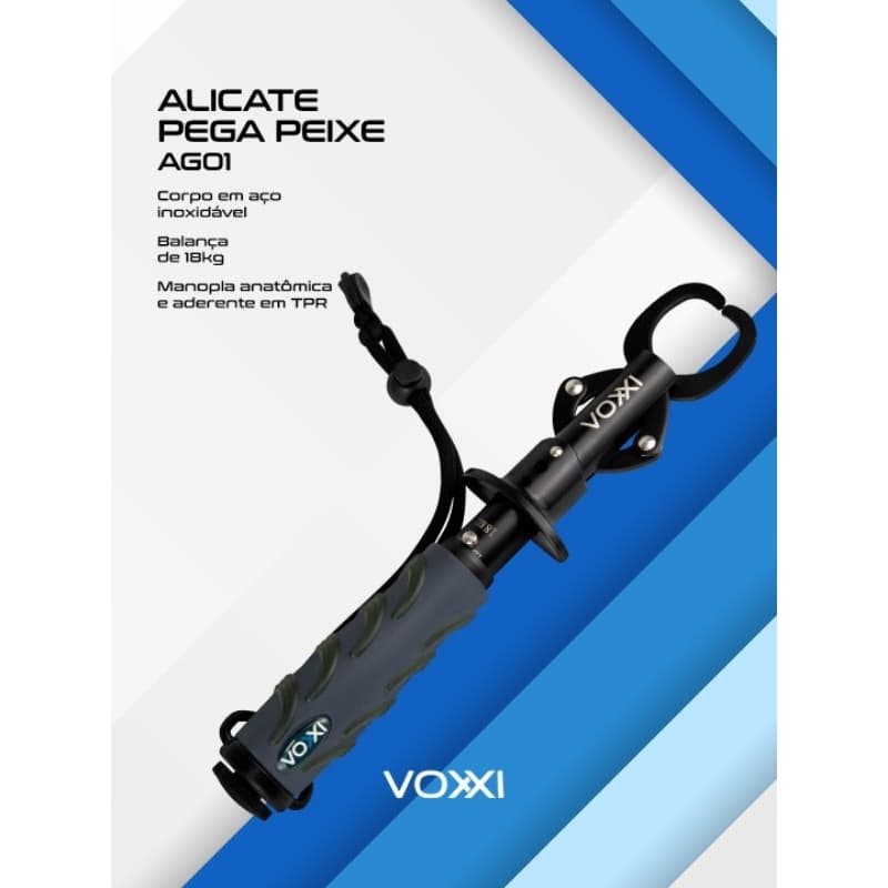 Alicate Pega Peixe Voxxi |  Saint | Balança 18kg –  Aço Inox com Trava e Cabo Antiderrapante | Contenção Segura
