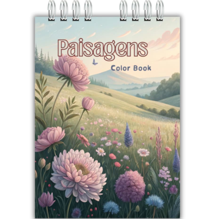 Livro de Colorir Antiestresse para Adultos_Paisagens_50 páginas_Capa Dura