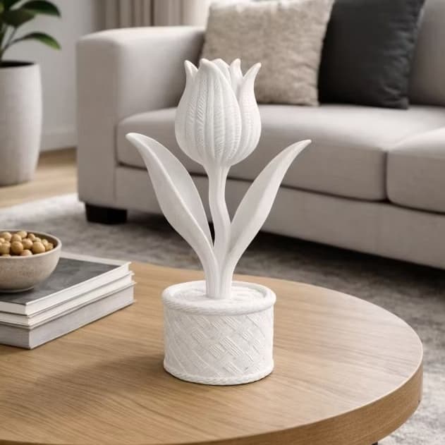 Decoração Moderna para Sala Esculturas Tulipa tricotada 3D em PLA | Enfeite Mesa Sala Estante