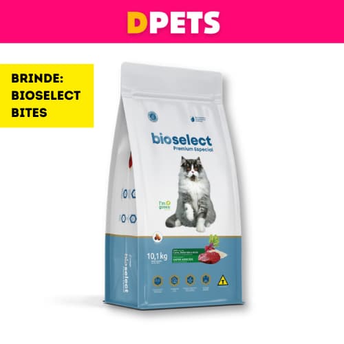 Ração Bioselect Premium Especial Para Gatos Todas as Raças 10kg Carne, Beterraba e Arroz + Brinde