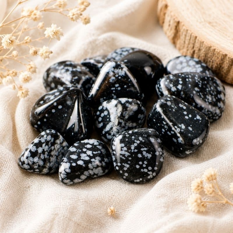 pedra natural/ obsidiana floco de neve/ pedra rolada