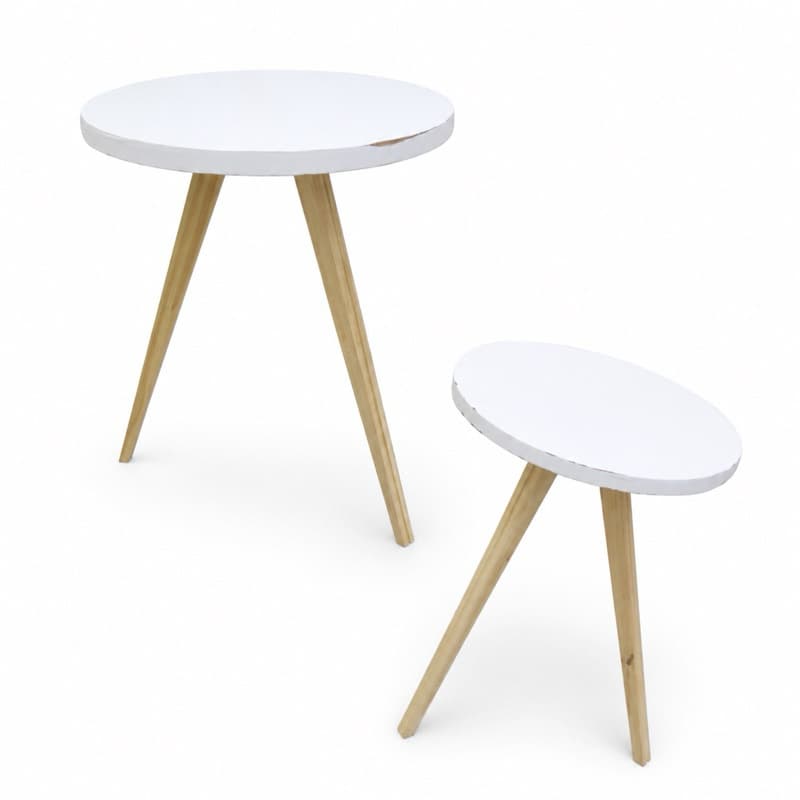 Mesa Canto Pé Palito Tripe Redonda Fosca Mesinha 35X30 Branco