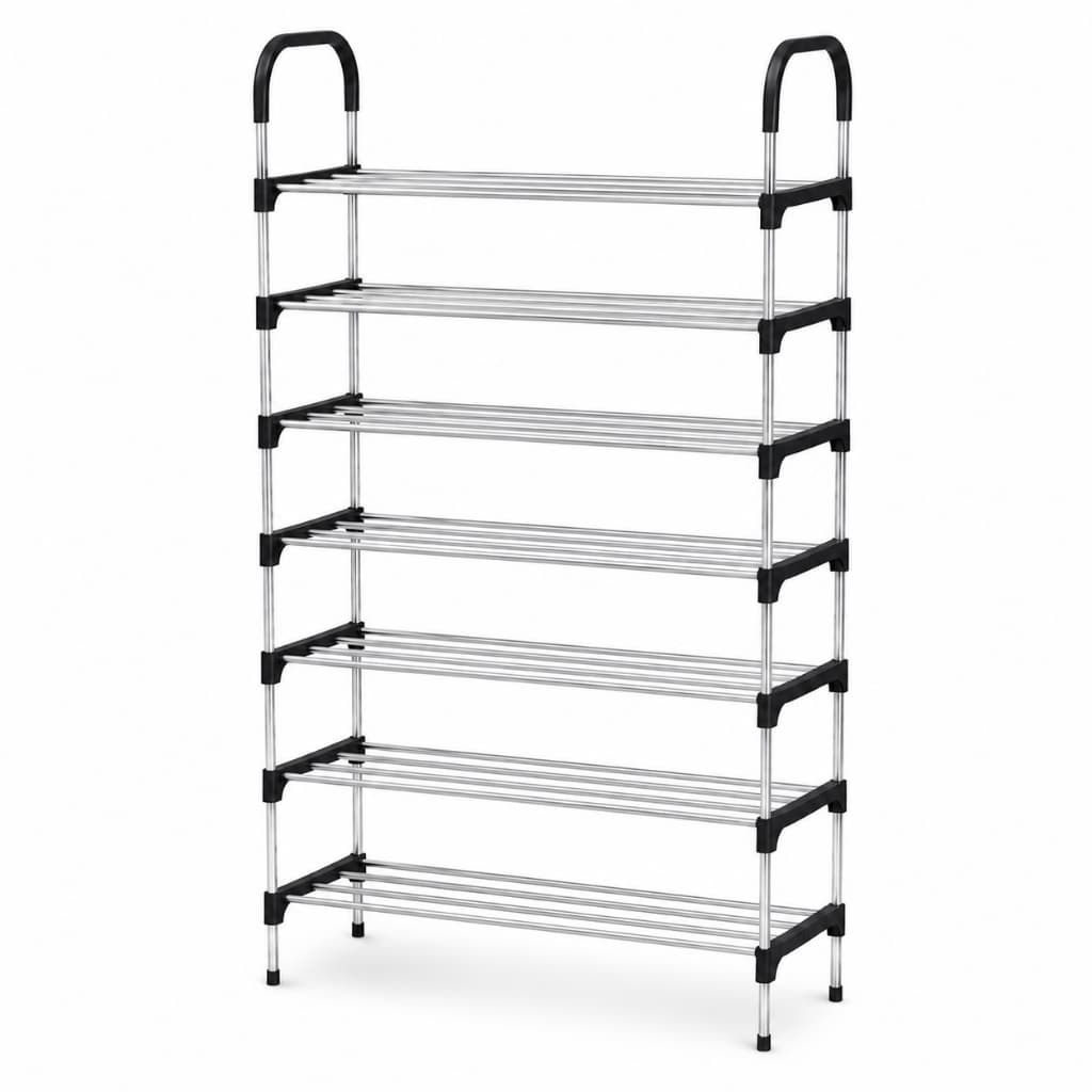 Sapateira Organizadora Calçados em Aço Inox Vertical 7 Andares Desmontável Prateleira Multiuso