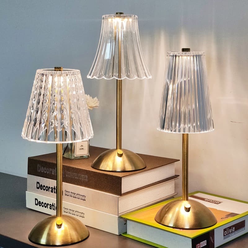 Luminária Abajur de Mesa Saia Seda Com Barra Led Sensor Toque De Luz Sala Quarto Sem Fio 3 Cores