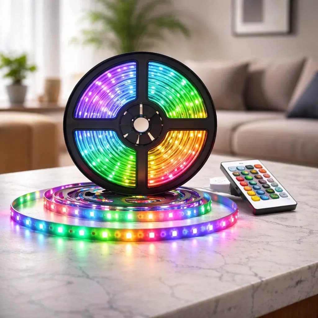Rgb 3528 Colorful Led Strip 5m + Control + Power Supply 300 Led Home Decoration Store Plaster Ceiling Sanca Showcase