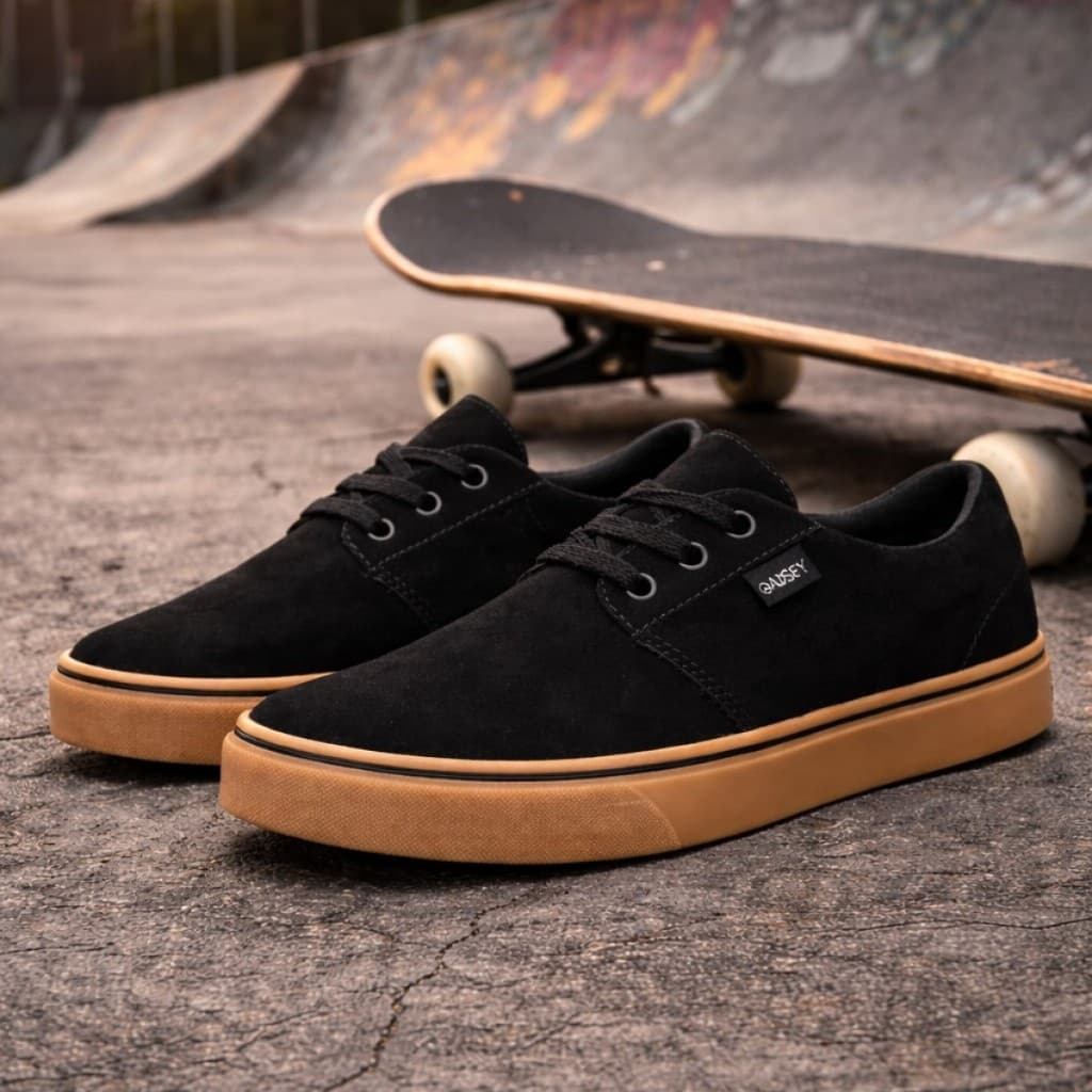 Tênis Skate Masculino Camurça Skatista Preto Confortável Premium