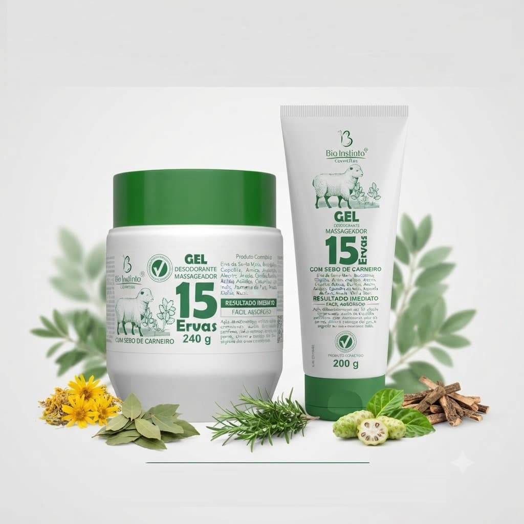 Atacado Kit 12 Unidades Gel 15 Ervas com Sebo de Carneiro Bio Instinto