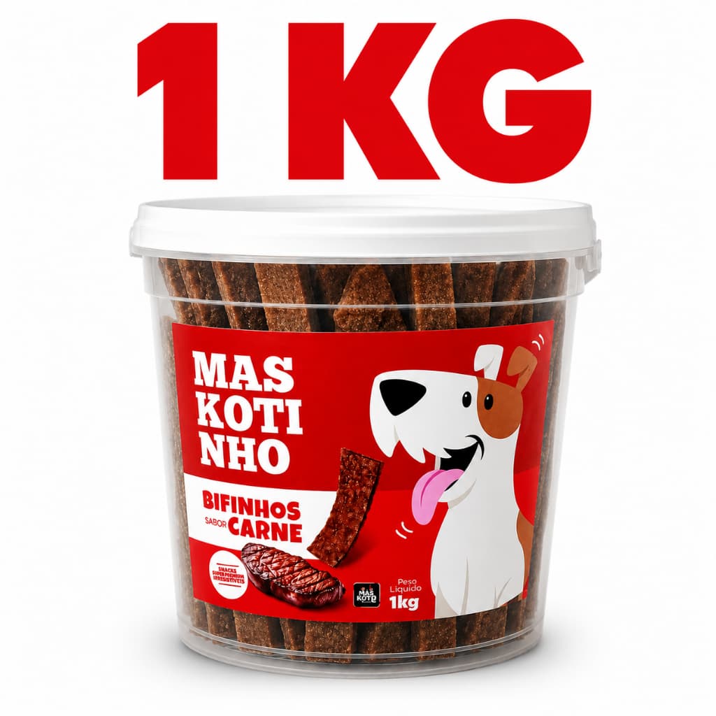Bifinho Para Cães Maskotinho 1,2kg Petisco Macio Snack Cachorro Sabor Frango/Carne 1KG + 200G