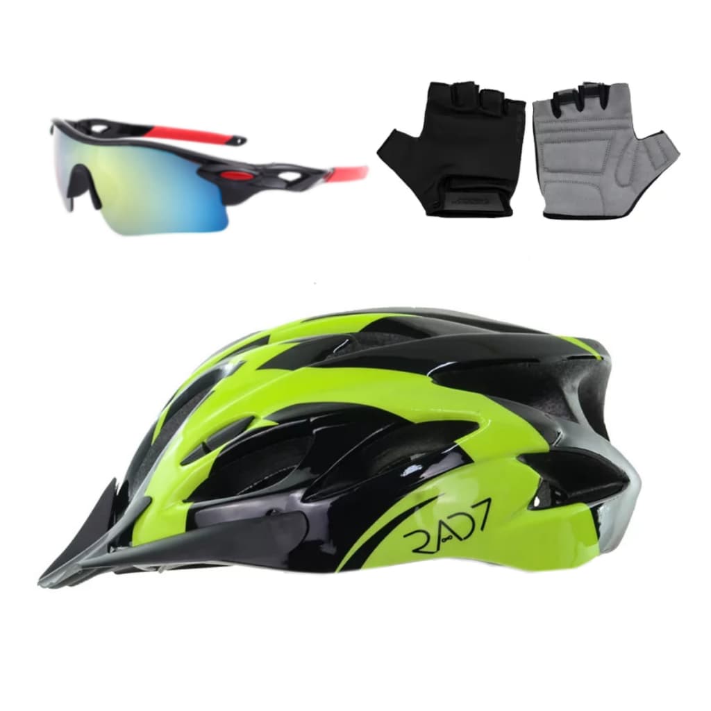 Capacete Inmold Bike Ciclismo Bicicleta C/ Óculos Par Luvas