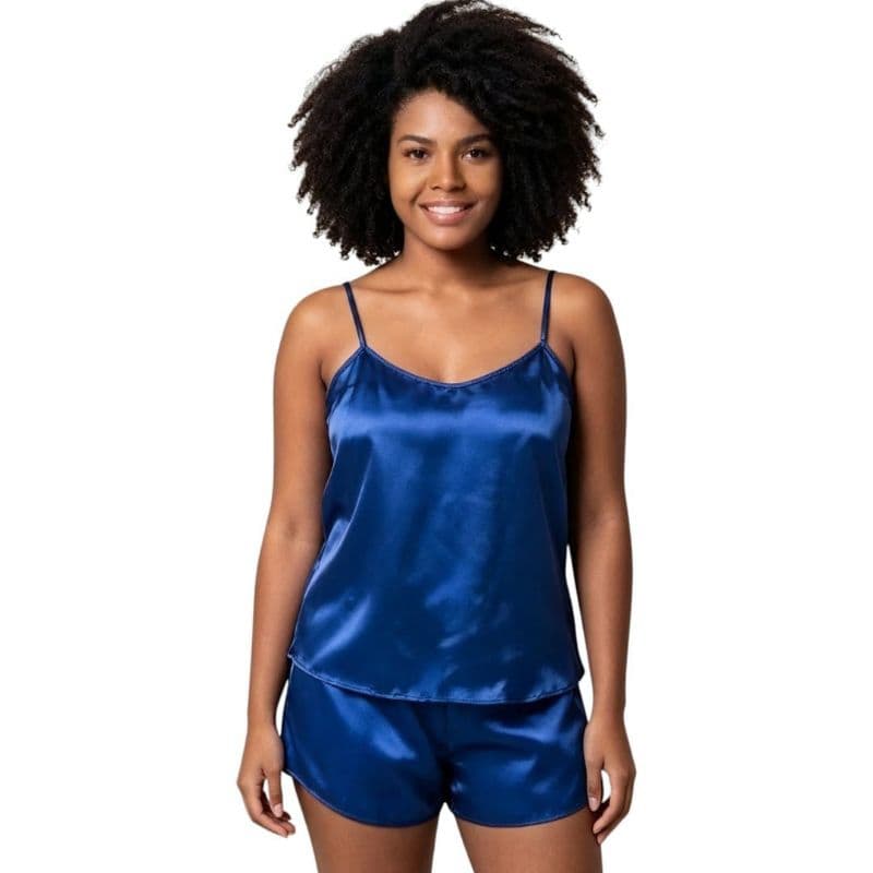 Baby Doll em Cetim com Alça - Moda Intima Adulto Com Regulagem E Com Renda Pijama Cetim Short