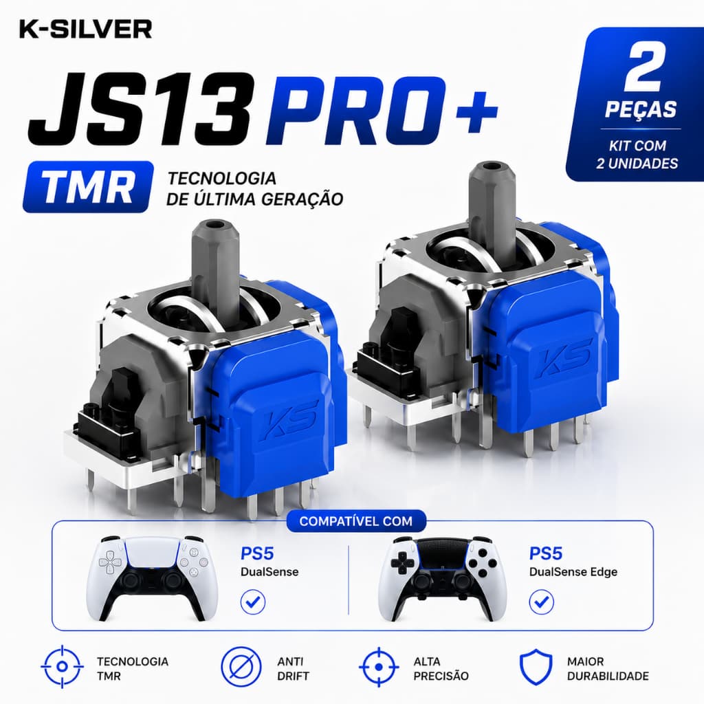 Kit 2 Analógicos TMR Magnético K-Silver JS13 PRO+ Original Para PS5 DualSense Edge Anti Drift