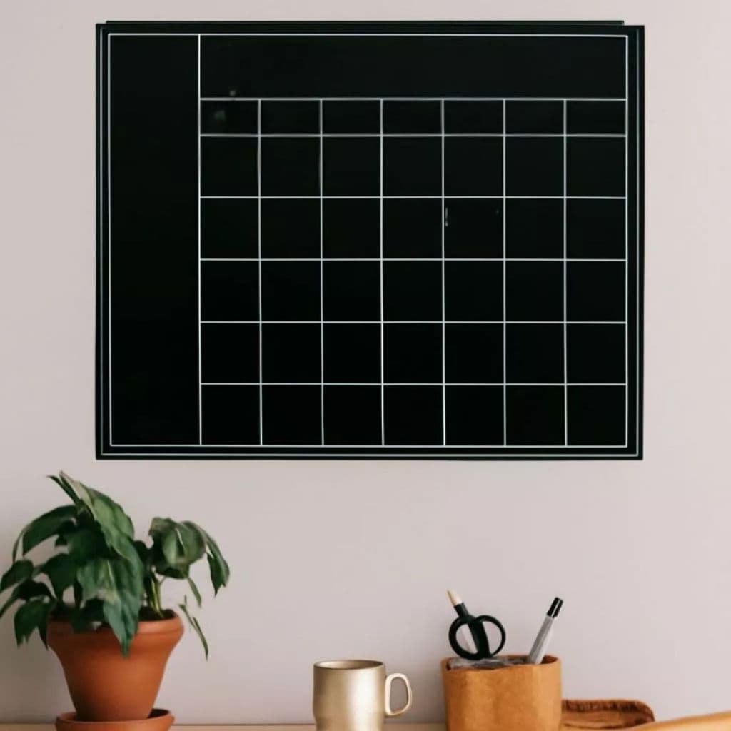 Calendário Planner Adesivo de Lousa Planejamento Giz Quadro para Escrever Parede Rotina 45x60cm