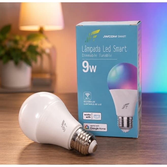 Lâmpada Inteligente WIFI Smart LED RGB 9W Compatível Alexa e Google – Controle pelo Celular