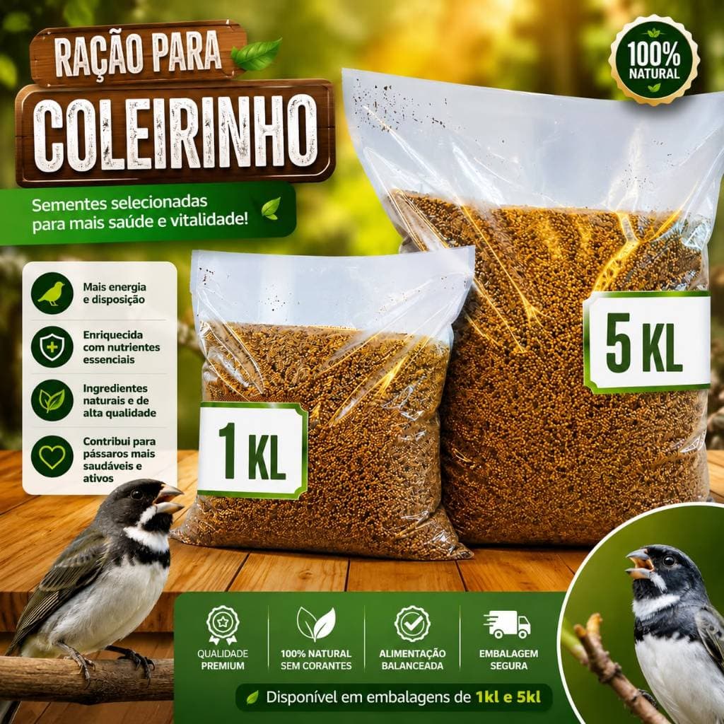 Mistura de Sementes para Coleiro 1Kg - 5 Kg  Limpeza Total e Sem Conservantes