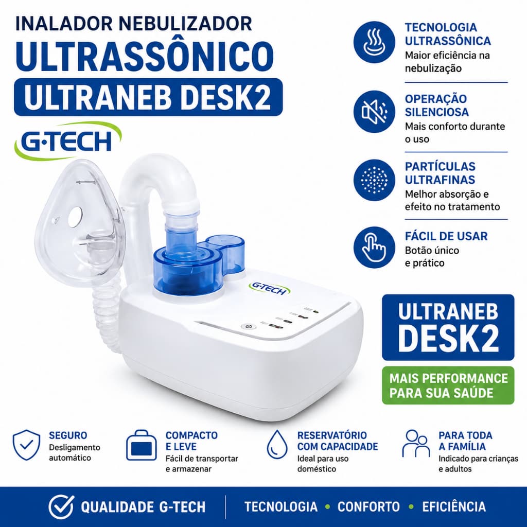 INALADOR NEBULIZADOR ULTRASSÔNICO ULTRANEB DESK2 - G-TECH