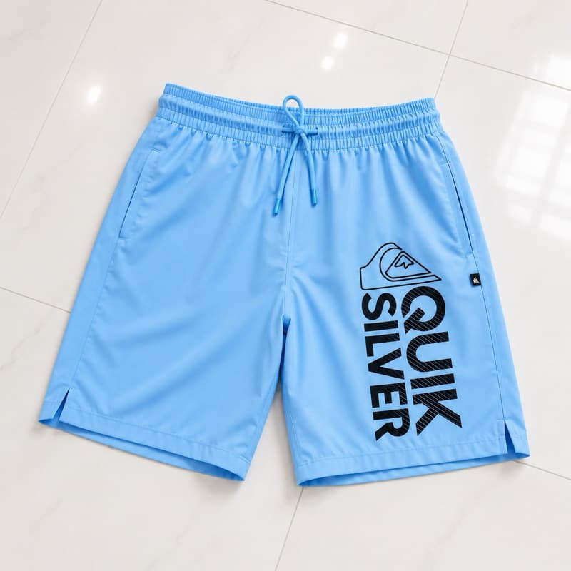 Bermuda Masculina Tactel Azul Marinho Surf Casual com Elástico e Bolso – Secagem Rápida