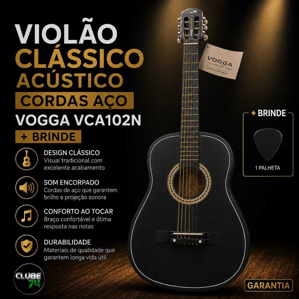 Violão Clássico Acústico Cordas Aço Vogga VCA102N + Brinde + 31 Vendas