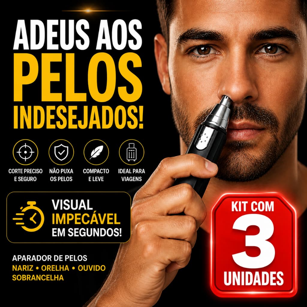 Aparador de Pelos Nariz Orelha Elétrico Removedor Pelos Sobrancelha Portátil À Pilha Lâmina Inox