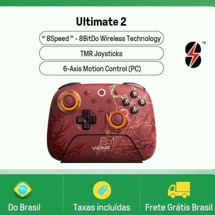 Controle 8BitDo Ultimate 2 Wuchang com Dock carregamento Sem fio TMR para Pc android Edicao Especial