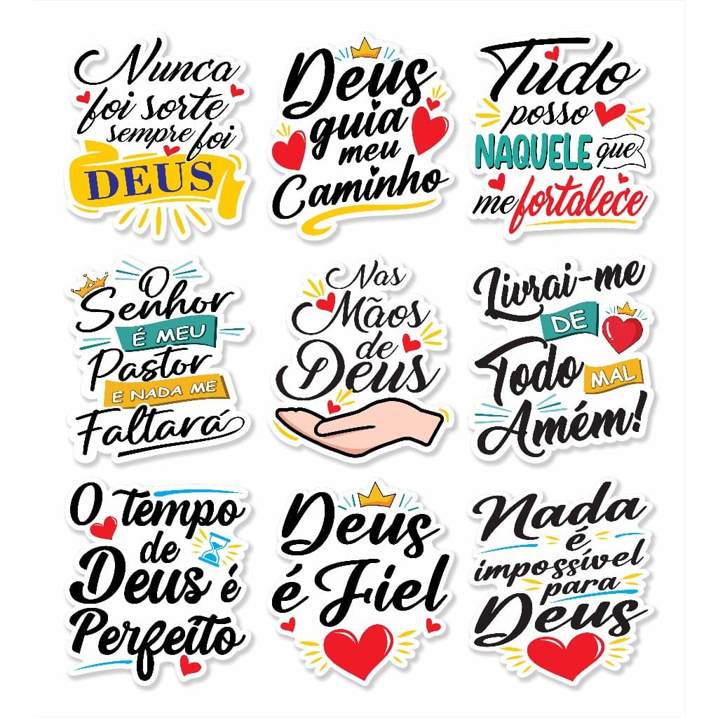Kit Adesivos Religiosos / Frases de Fé e Versículos / Carro, Moto Caminhão