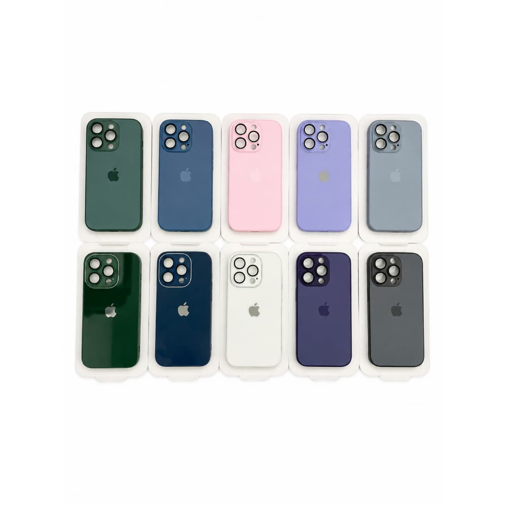 Kit 3 Capas de Vidro para iPhone 14 PRO | Cores Sortidas | Traseira de Vidro Temperado | R 25