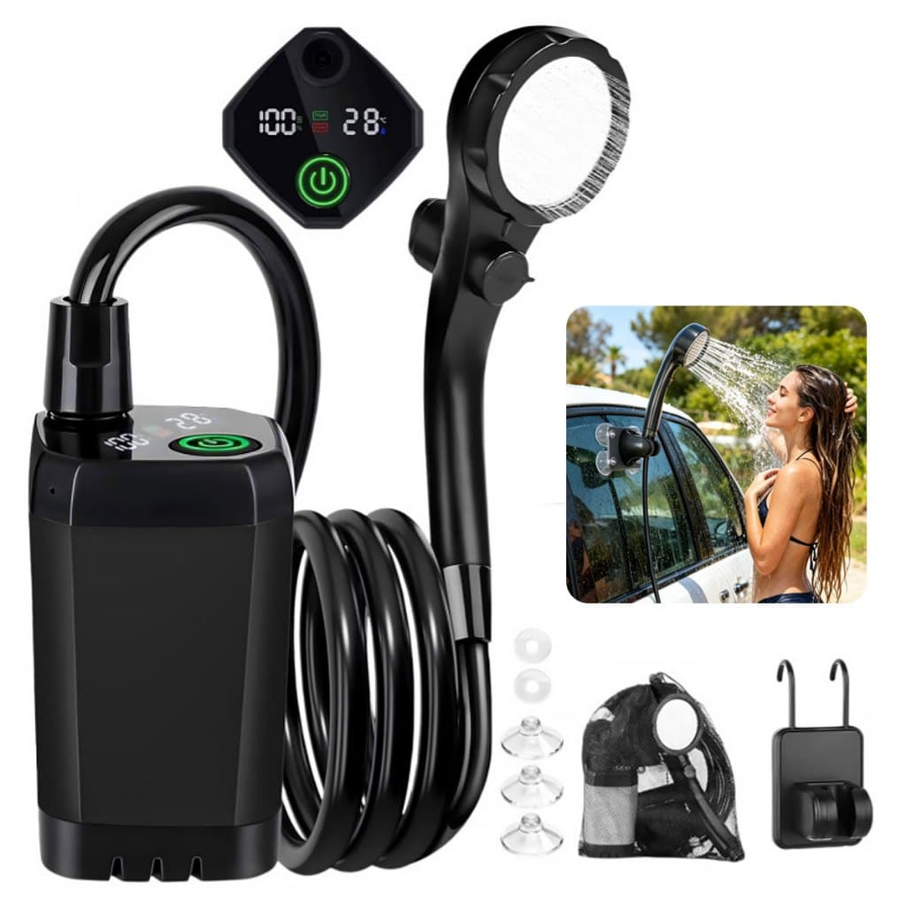 Chuveiro Portátil Recarregável para Camping Praia Trilha Pets 6000mAh IPX7