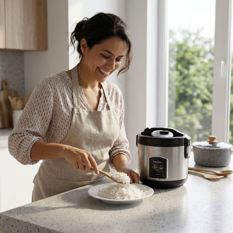 Panela Elétrica Arroz 1 Litro 127V Star Tools Antiaderente Compacta Preta