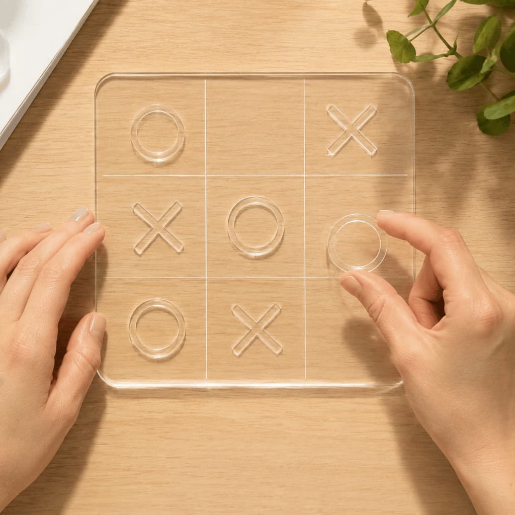 Kit Jogo Da Velha Com Tabuleiro em Acrilico Cristal para Brinquedo/Presente/Lembrancinha